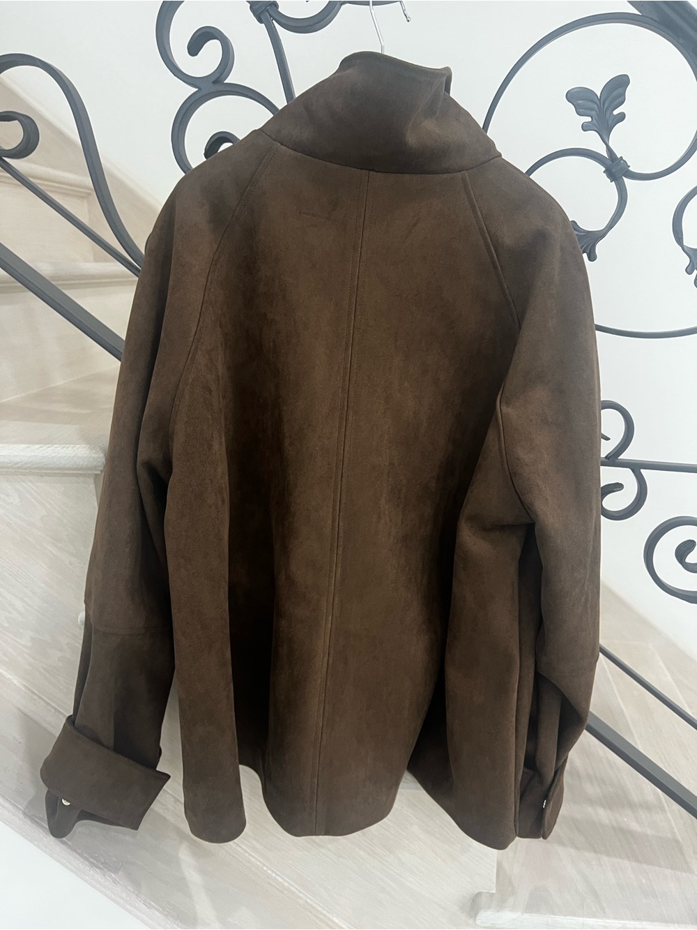 BNWT ZARA WOMAN FAUX SUEDE POCKET JACKET Dark brown - Picture 11 of 14